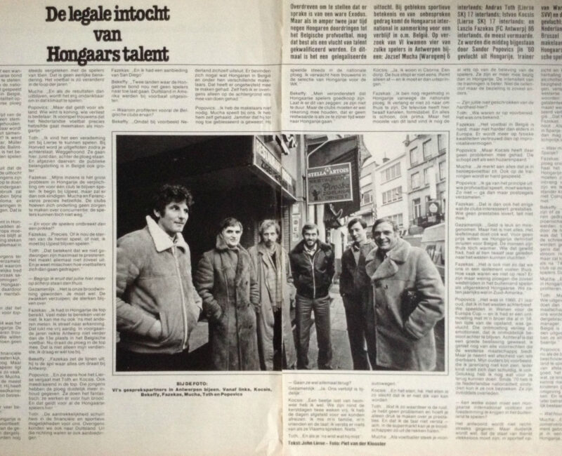 Békeffy Jenő, Sándor Popovics, István Kocsis, László Fazekas, András Toth, József Mucha