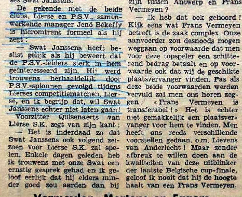Békeffy Jenő, Vermeyen, Swat Janssens