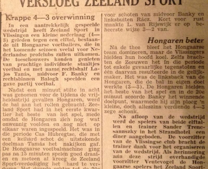A erősebb magyar csapat megverte a Zeeland sport csapatot (1957)
