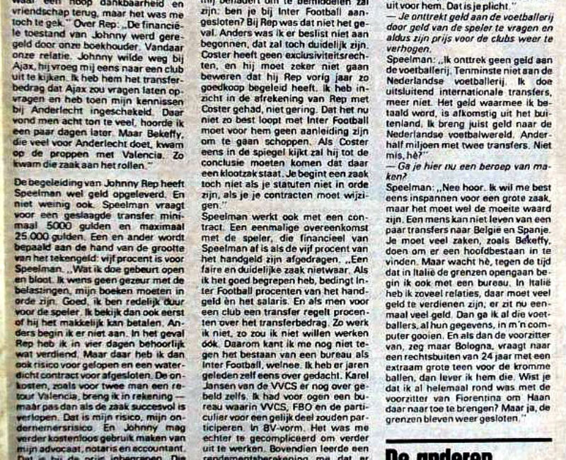 Békeffy Jenő, Attila Ladinszky, Arie Haan, Peter Ressel, Van Haecke,Johnny Reb, Bloemberg Sip, Nicolaes, Johan Devrindt, Rob Rensenbrink, Johan Cruyff, Ove Grahn, Kresten Bjerre, Cor Coster