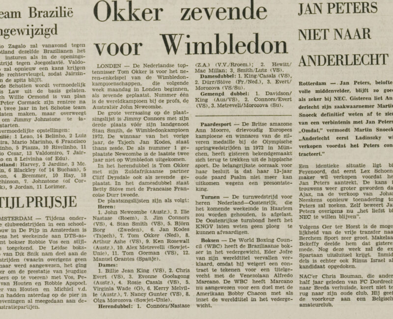 Jan Peters ne va pas au RSC Anderlecht (1974)